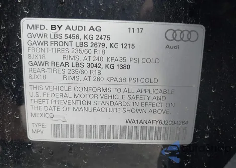 2018 Audi Q5 2.0T Premium/2.0T Tech Premium из США, поврежденный, VIN WA1ANAFY6J2094264